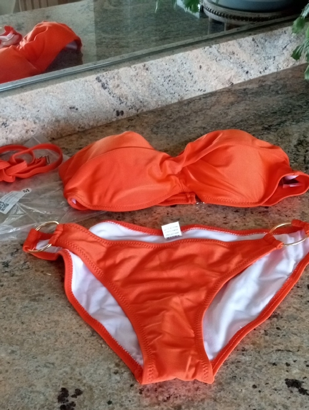 NWT Bandeau Bikini Orange Two-Piece Bikini Set Size Medium